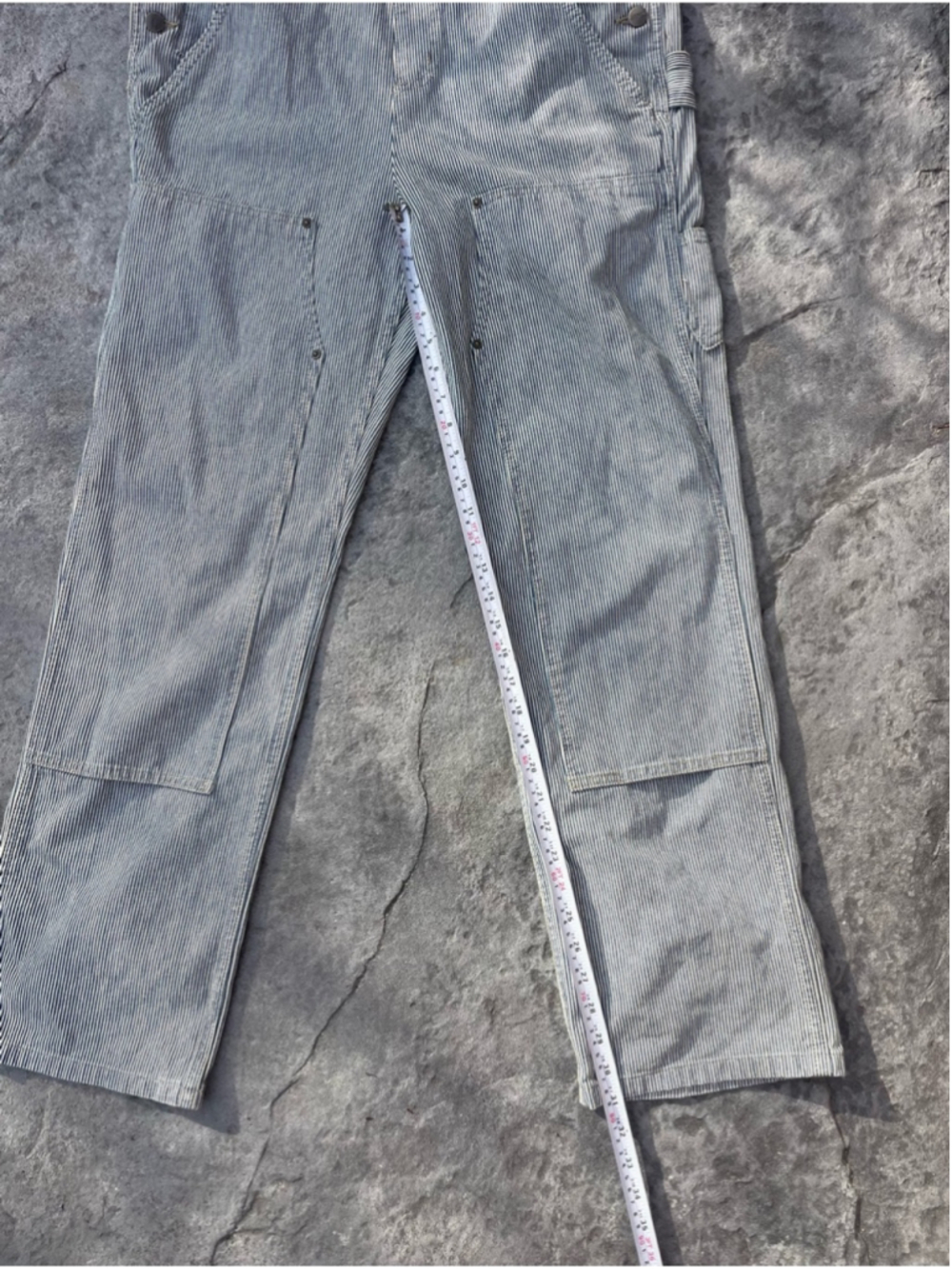 Carhartt Railroad Stripe Overalls Blue White Denim Utility Workwear S 4 6 - Picture 5 of 10